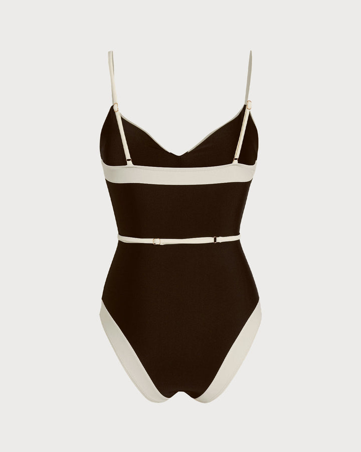 Bralette Une Pièce V Couleur Marron