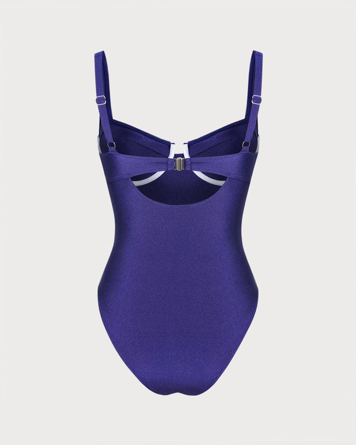Maillot de Bain Une Pièce à Armatures Marine