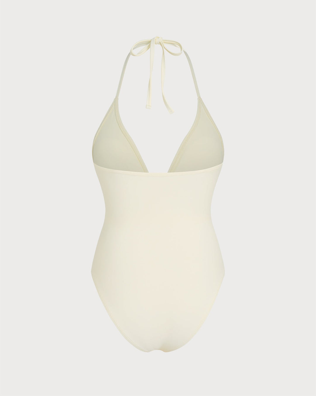 Maillot de bain une pièce à bretelles halter blanc cassé