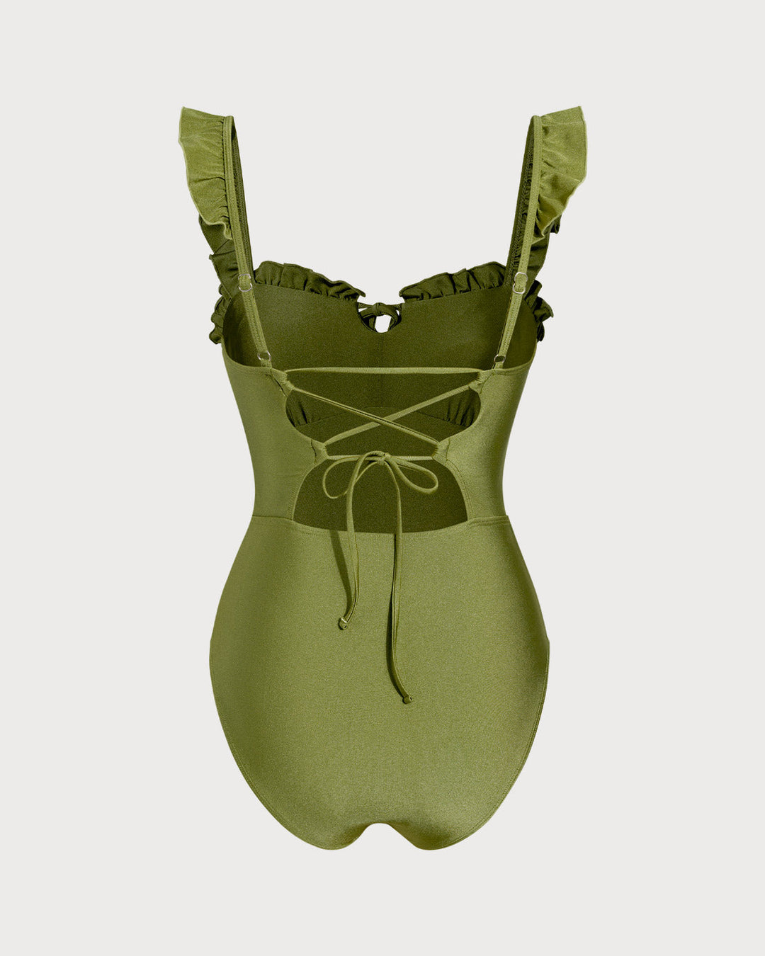 Maillot de bain une pièce vert froncé avec bralette