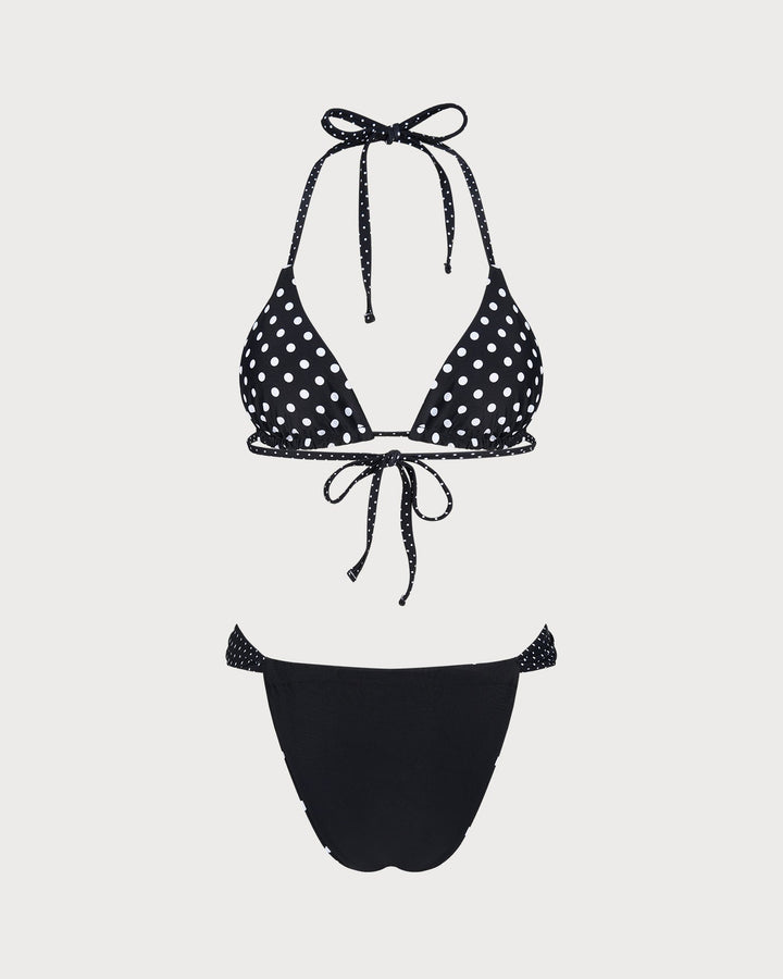Ensemble de Bikini Réversible à Pois Noirs