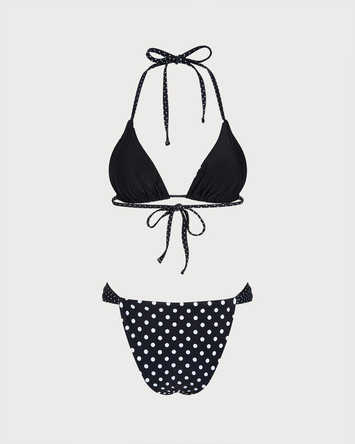 Ensemble de Bikini Réversible à Pois Noirs