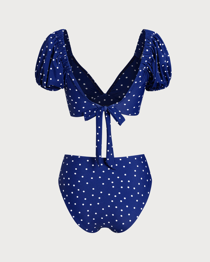Ensemble de Bikini à Pois Bleu Royal