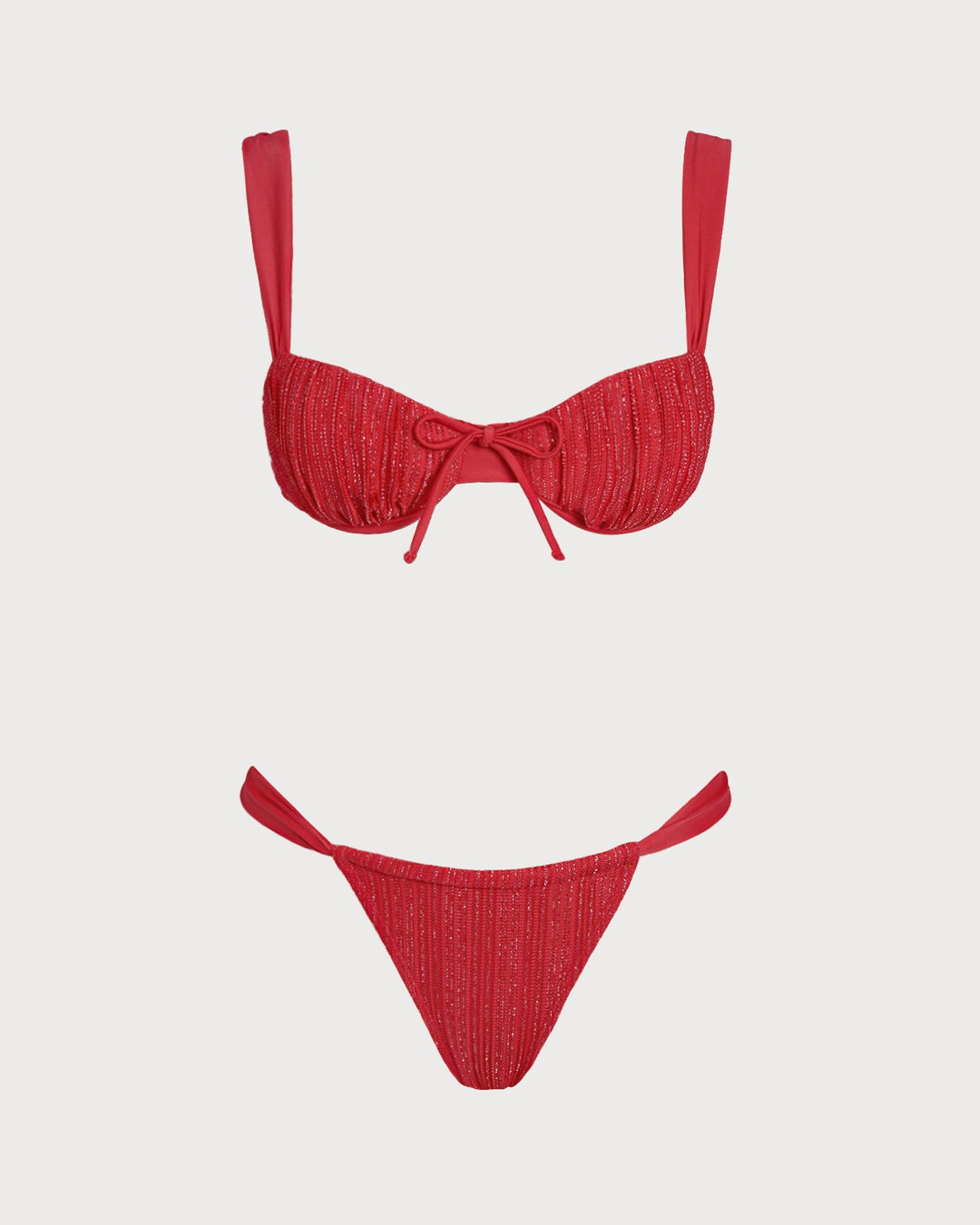 Ensemble de Bikini à Armatures en Paillettes Rouges