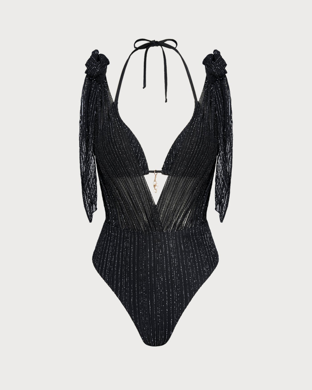 Ensemble de bikini triangle noir à lien coulissant