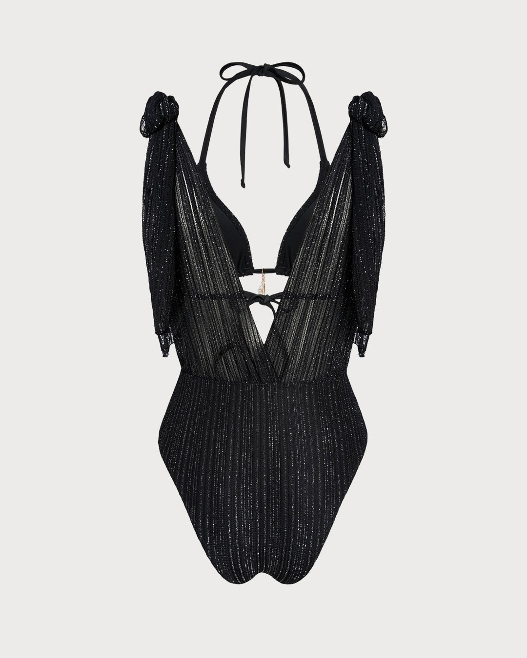 Ensemble de bikini triangle noir à lien coulissant