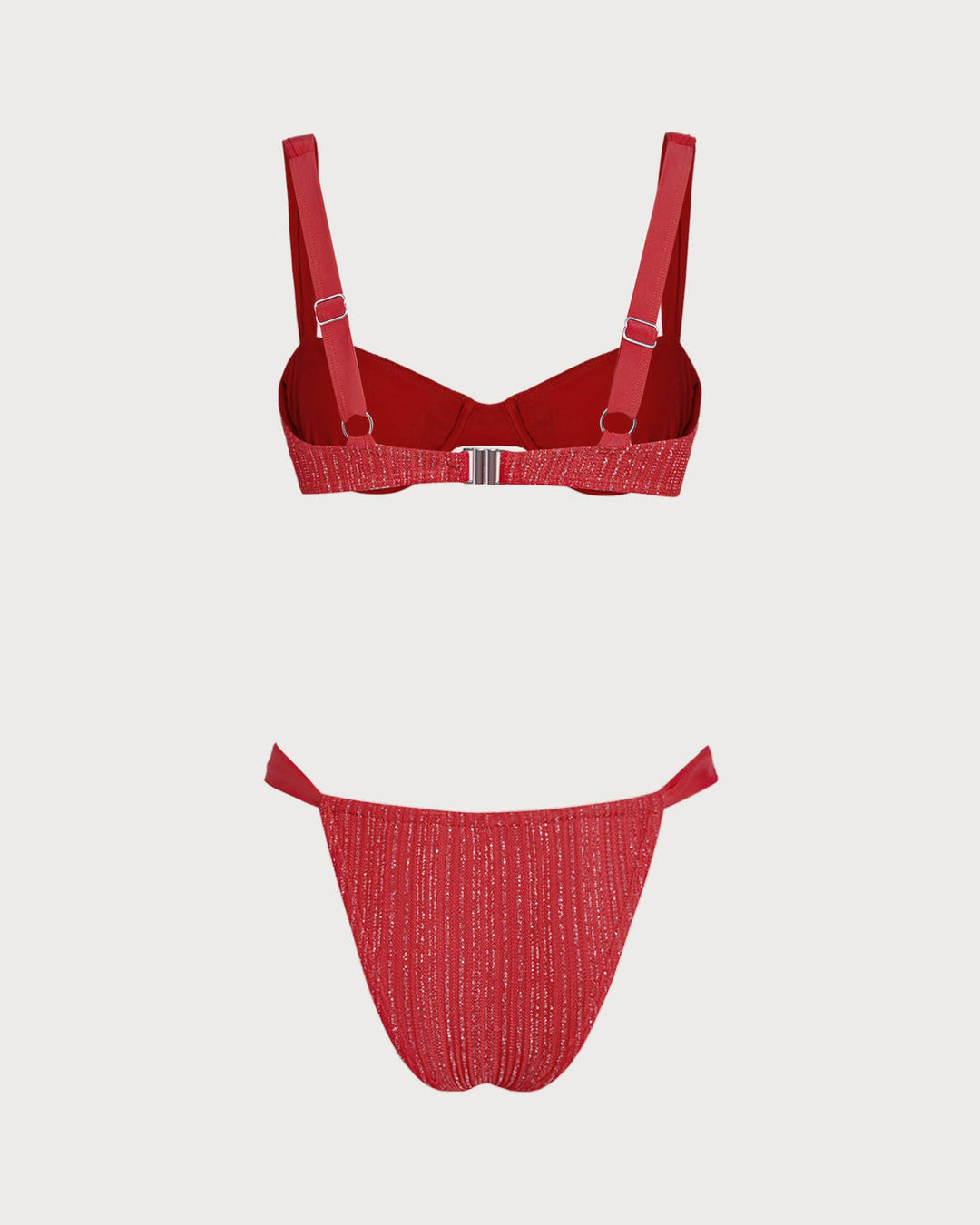 Ensemble de Bikini à Armatures en Paillettes Rouges