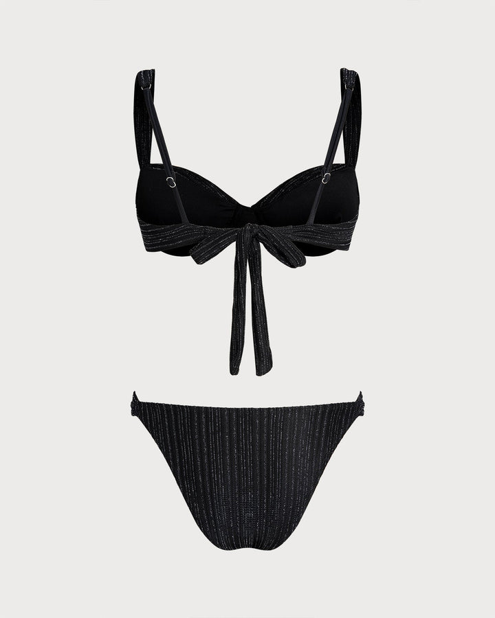Ensemble de Bikini Noir à Armatures avec Sequins