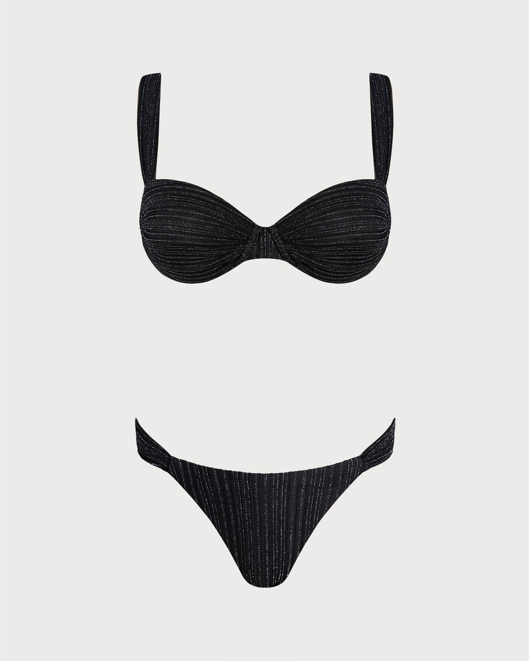 Ensemble de Bikini Noir à Armatures avec Sequins