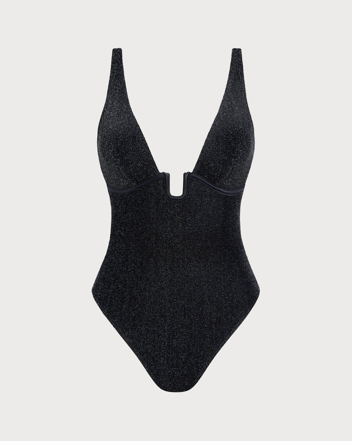 Bralette Noir à Sequins Une Pièce