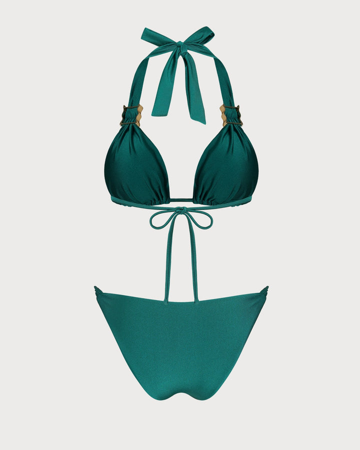 Ensemble de Bikini Triangle Vert à Dos Nu