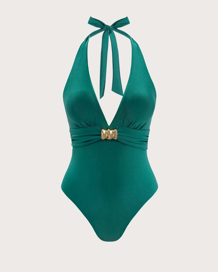 Brassière une pièce verte à volants