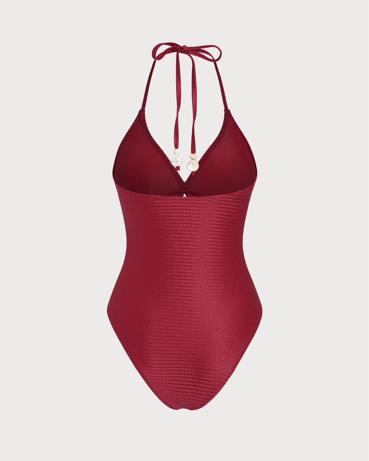 Maillot de bain une pièce bralette halter rouge