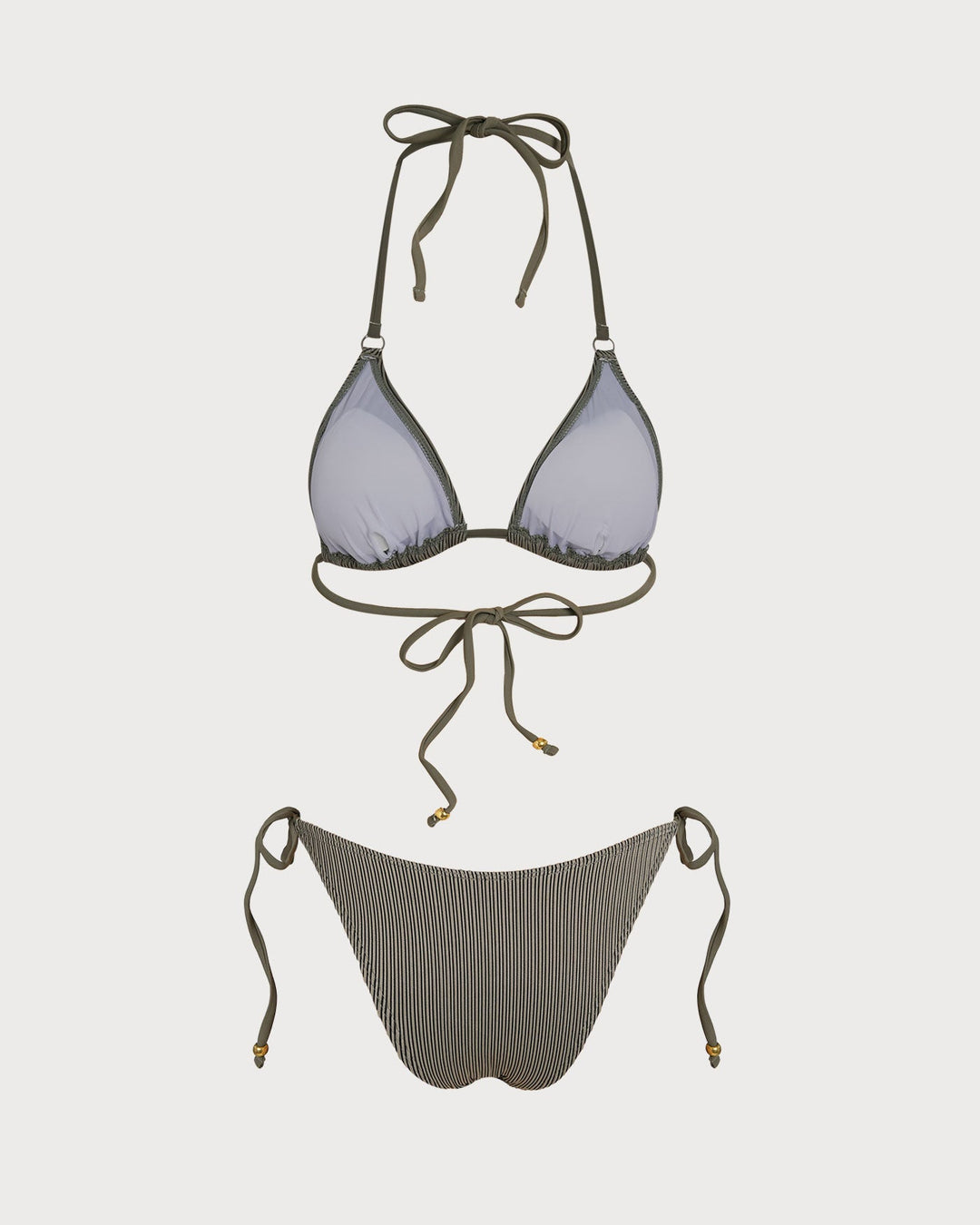 Ensemble de Bikini Triangle Rayé Vert