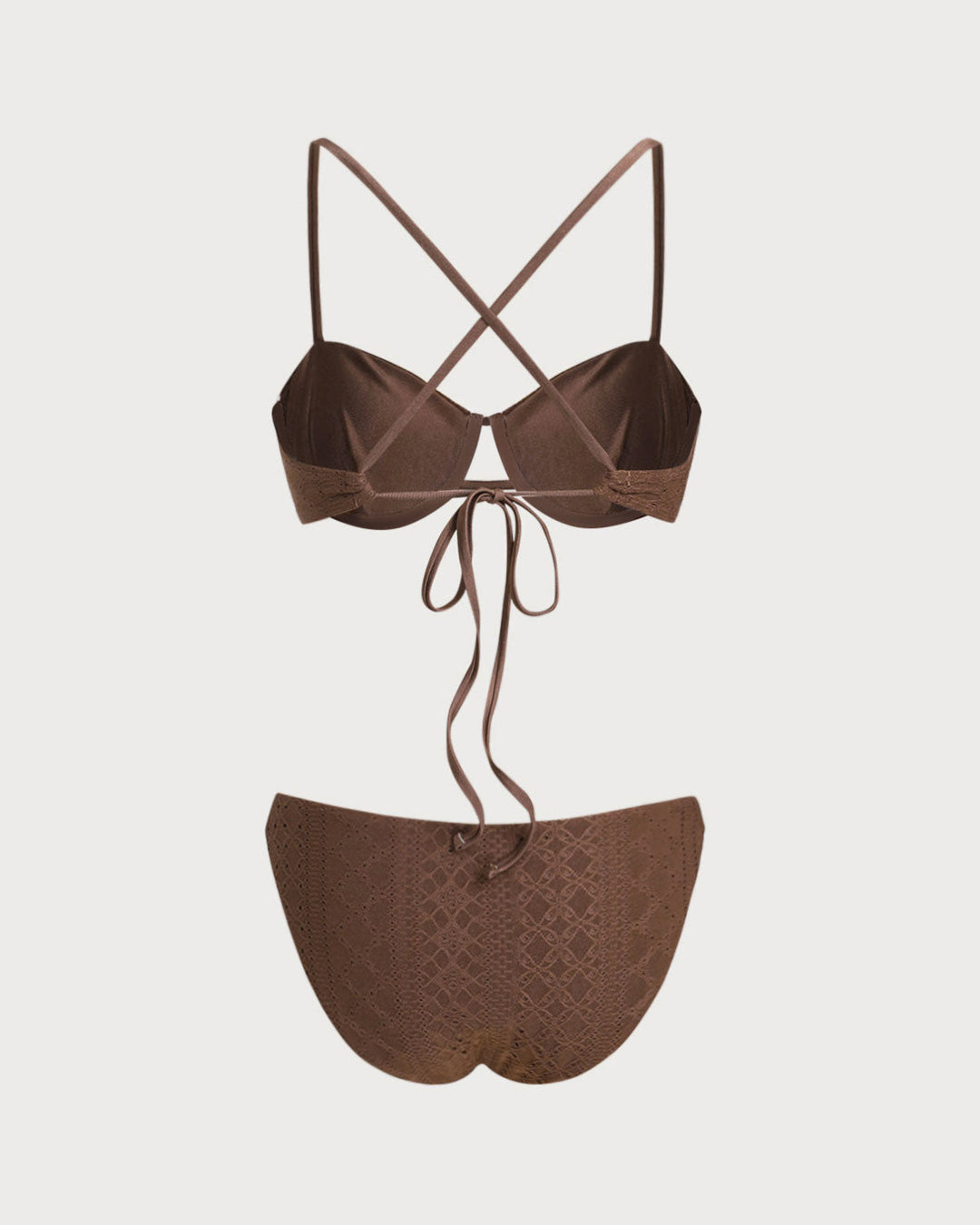 Ensemble de Bikini Texturé Marron avec Armatures
