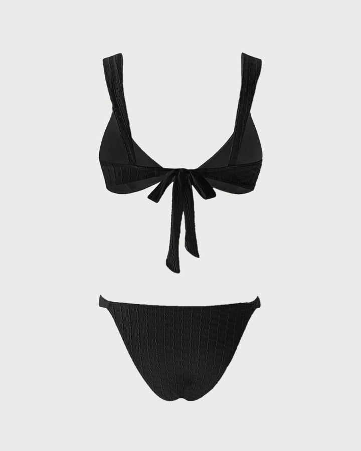 Ensemble de Bikini Bralette Noir à Col V