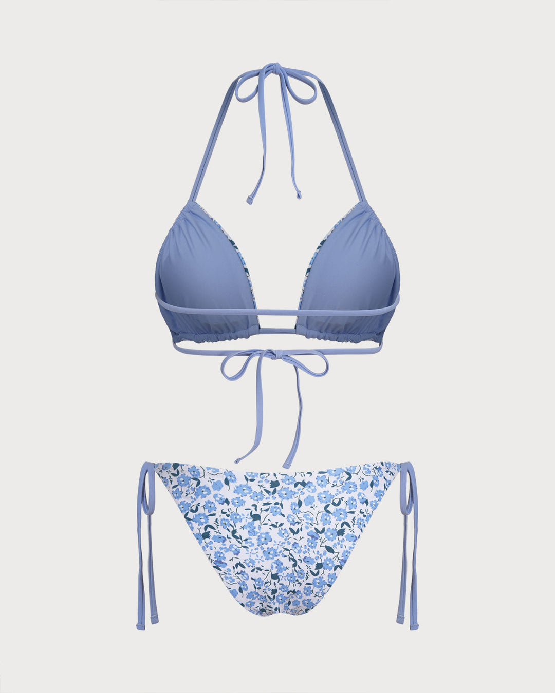 Ensemble de Bikini Triangle Floral Bleu