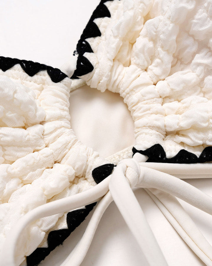 Ensemble de Bikini Bandeau Contraste Blanc