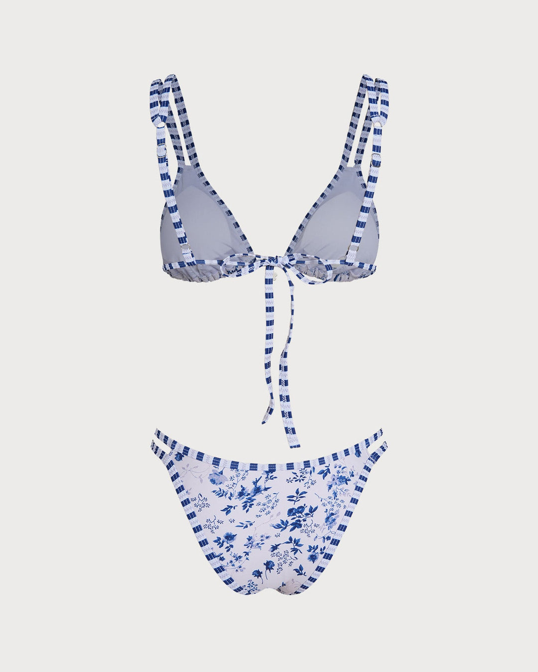 Ensemble de Bikini Triangle à Cordon Floral Blanc