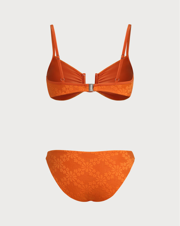 Ensemble de Bikini Bralette Jacquard Orange