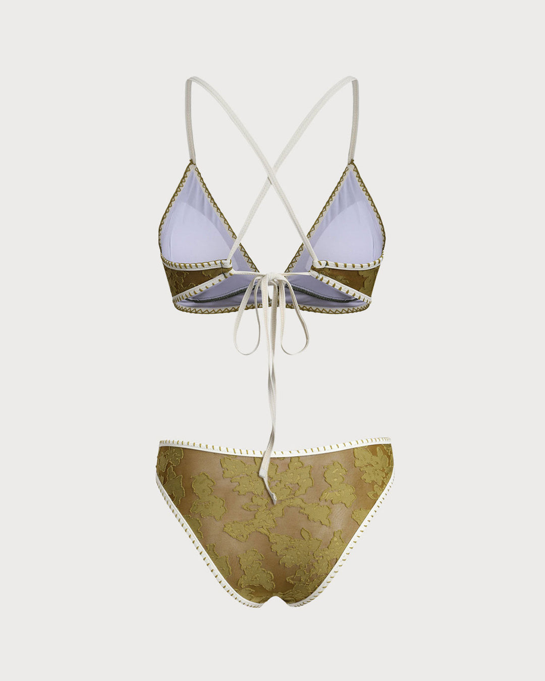 Ensemble de Bikini Triangle à Dos Nœud Floral Vert