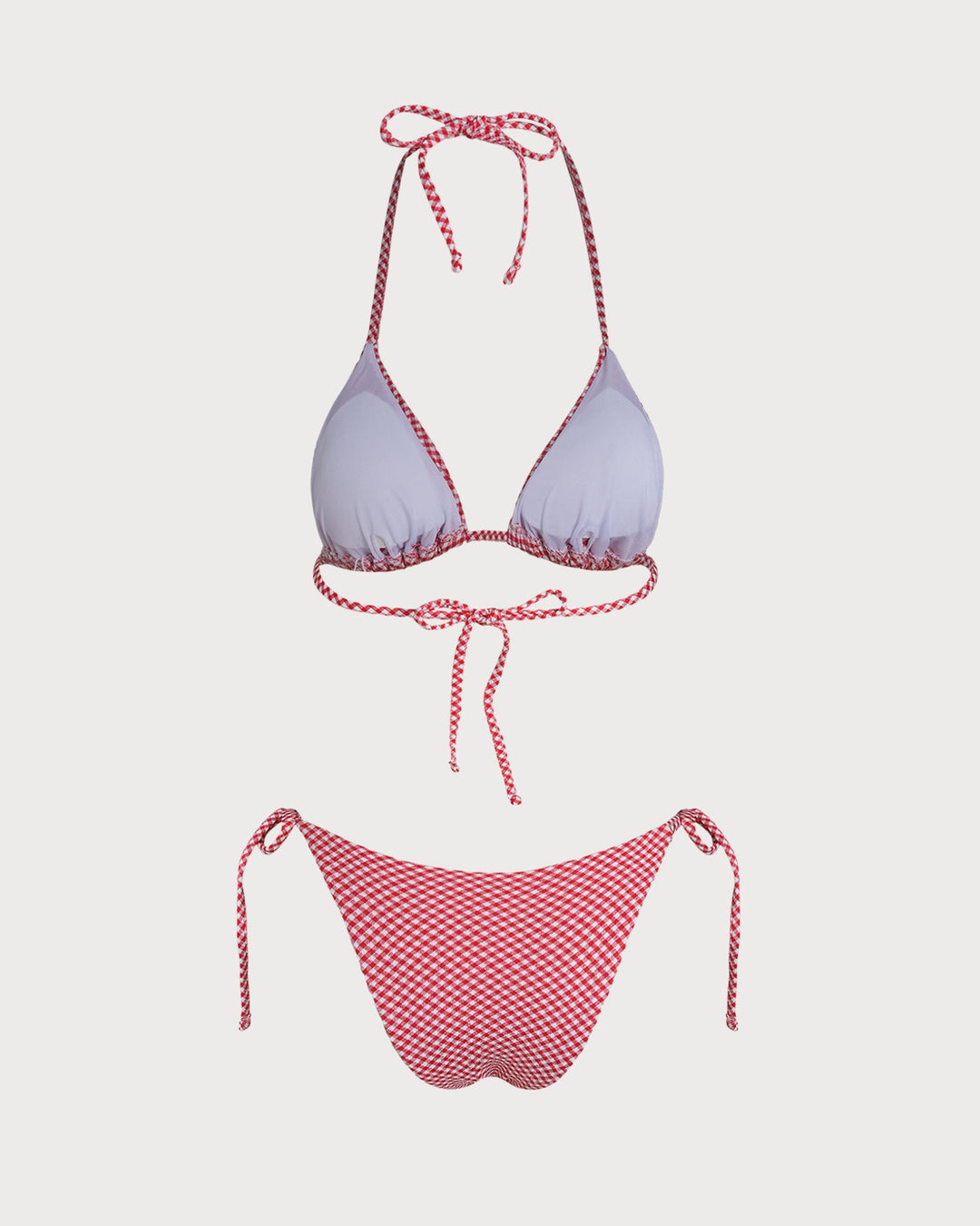 Ensemble de Bikini Triangle à Carreaux Rouges