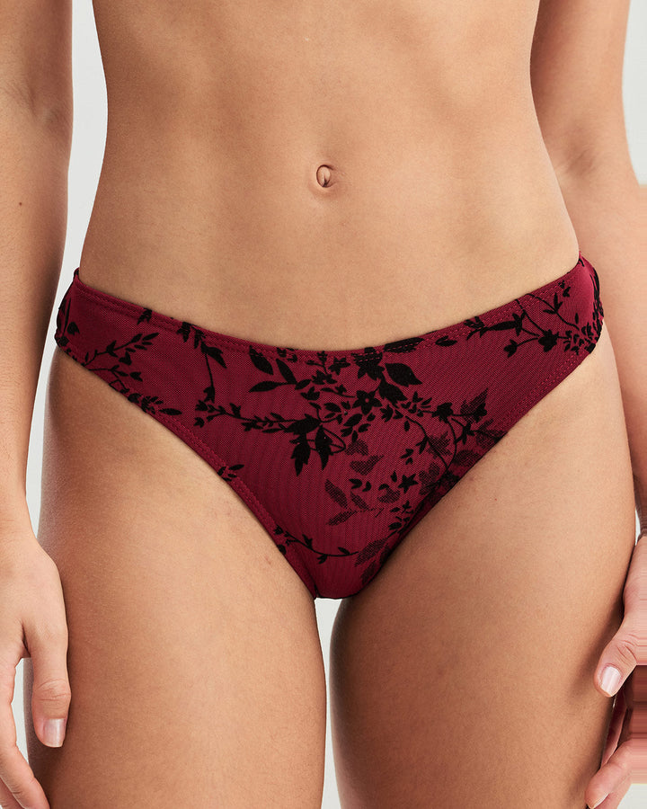 Ensemble de Bikini Rouge à Armatures Florales