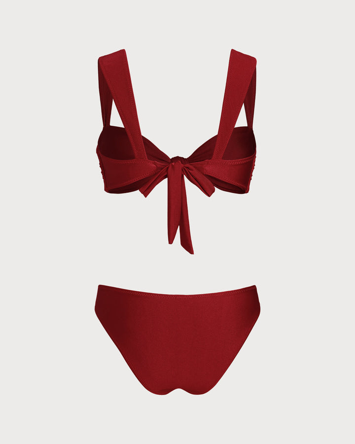 Ensemble de Bikini Bas Taille Rouge en Triangle