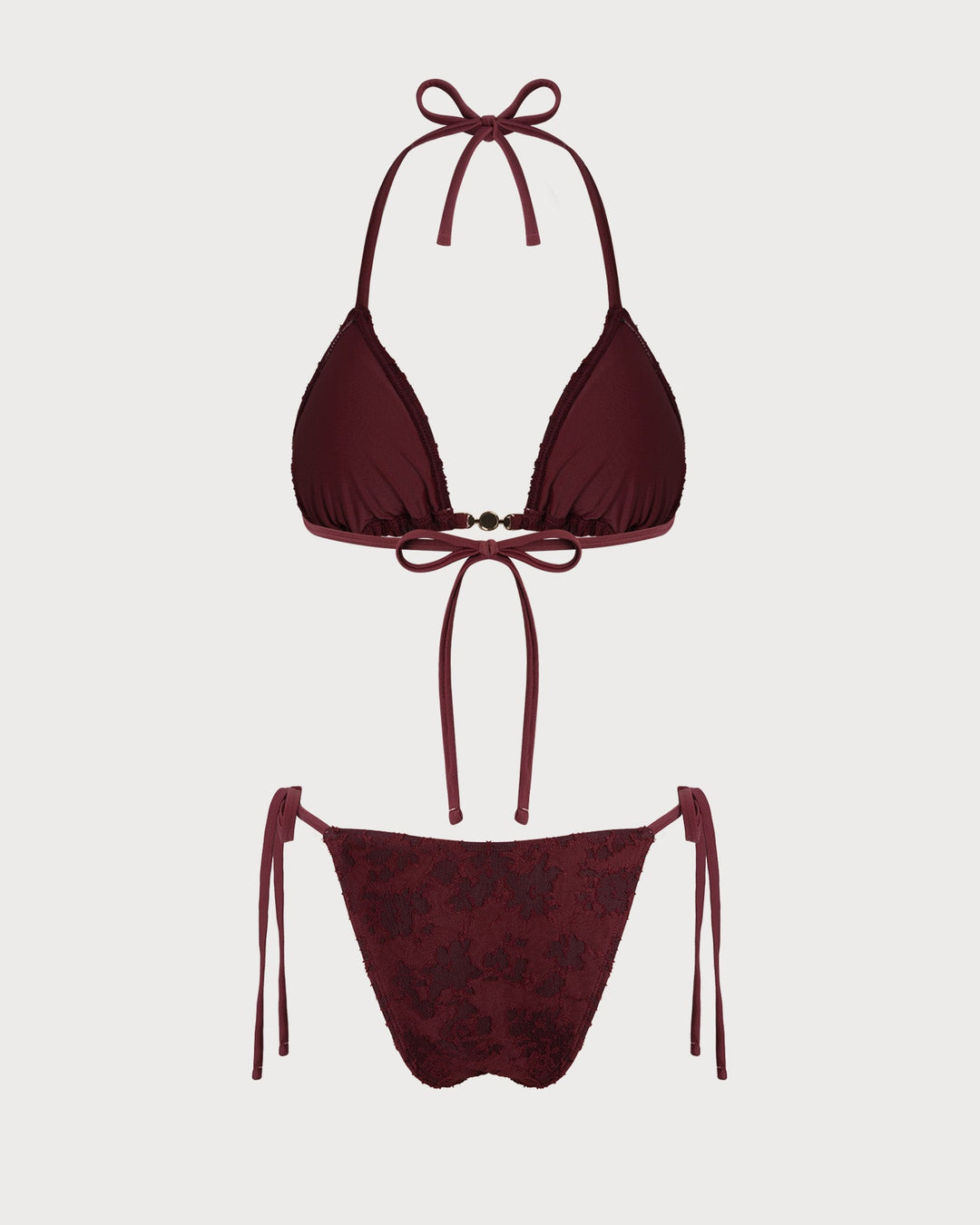 Ensemble de Bikini Texturé Couleur Rouge Brique