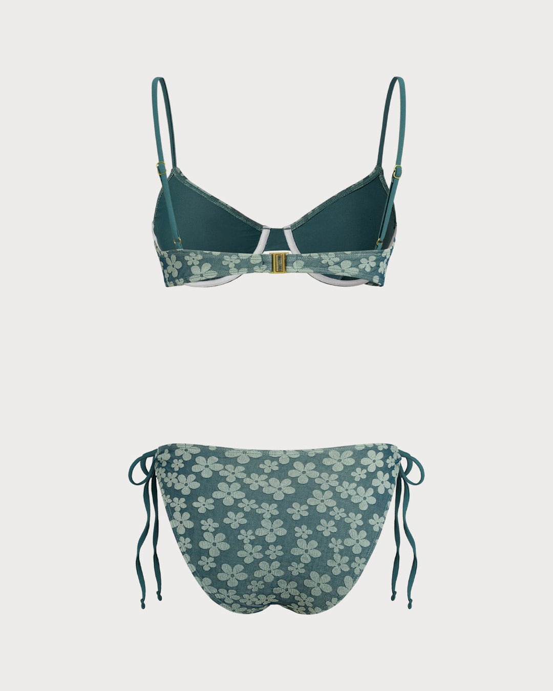 Ensemble de Bikini Vert à Armatures Florales