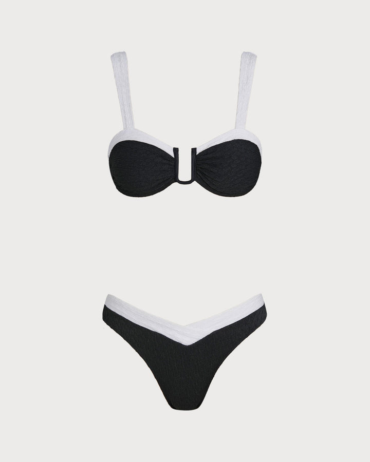 Ensemble de Bikini Triangle U Noir Contrasté