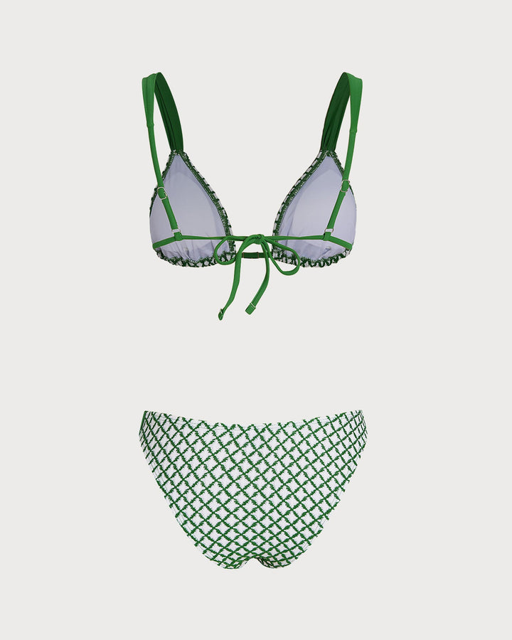 Ensemble de Bikini Triangle à Carreaux Verts