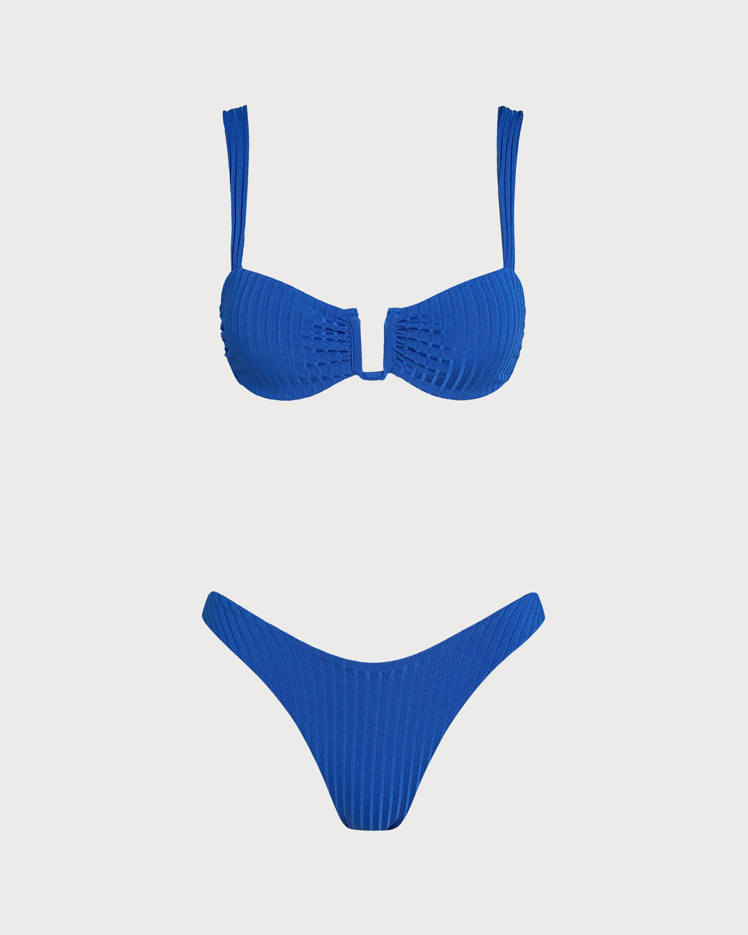 Ensemble de Bikini Triangle Texturé Bleu