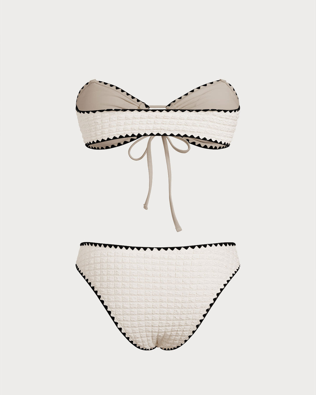 Ensemble de Bikini Bandeau Contraste Blanc