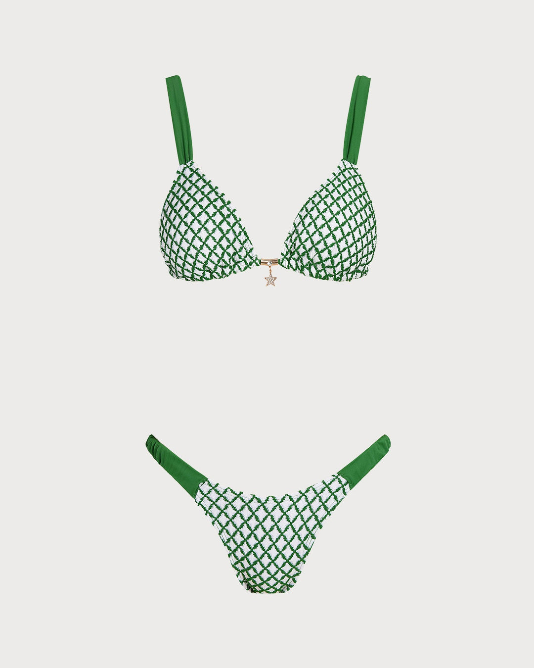 Ensemble de Bikini Triangle à Carreaux Verts