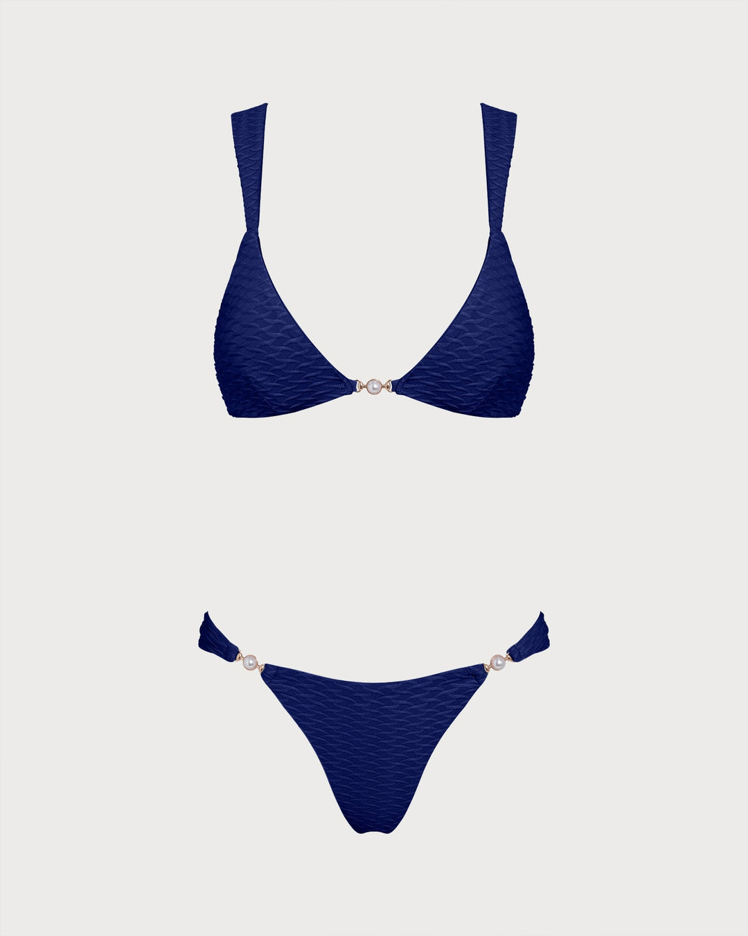 Ensemble de Bikini Triangle Texturé Bleu Royal