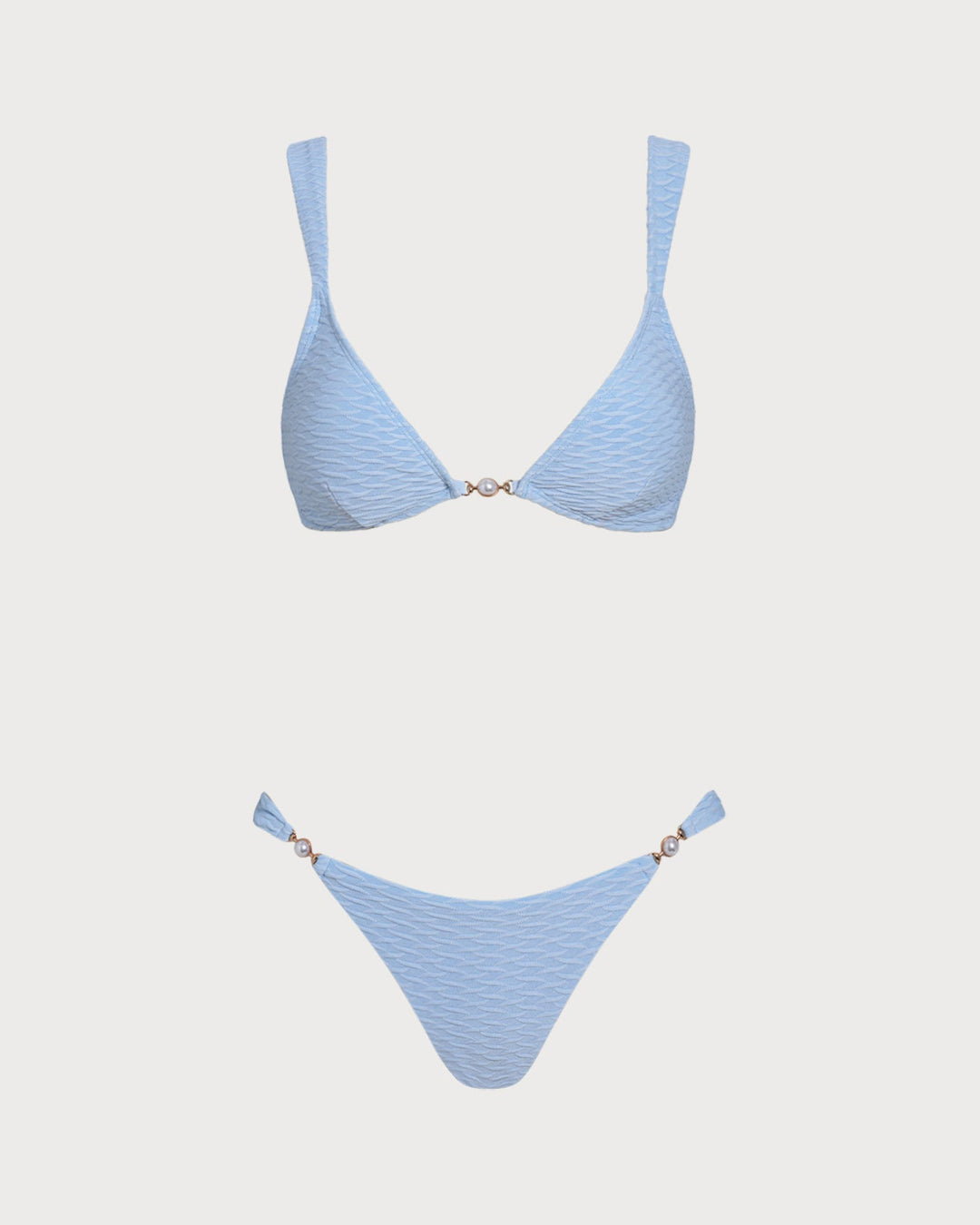 Ensemble de Bikini Triangle Texturé Bleu
