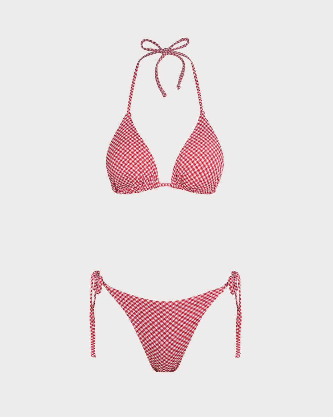Ensemble de Bikini Triangle à Carreaux Rouges