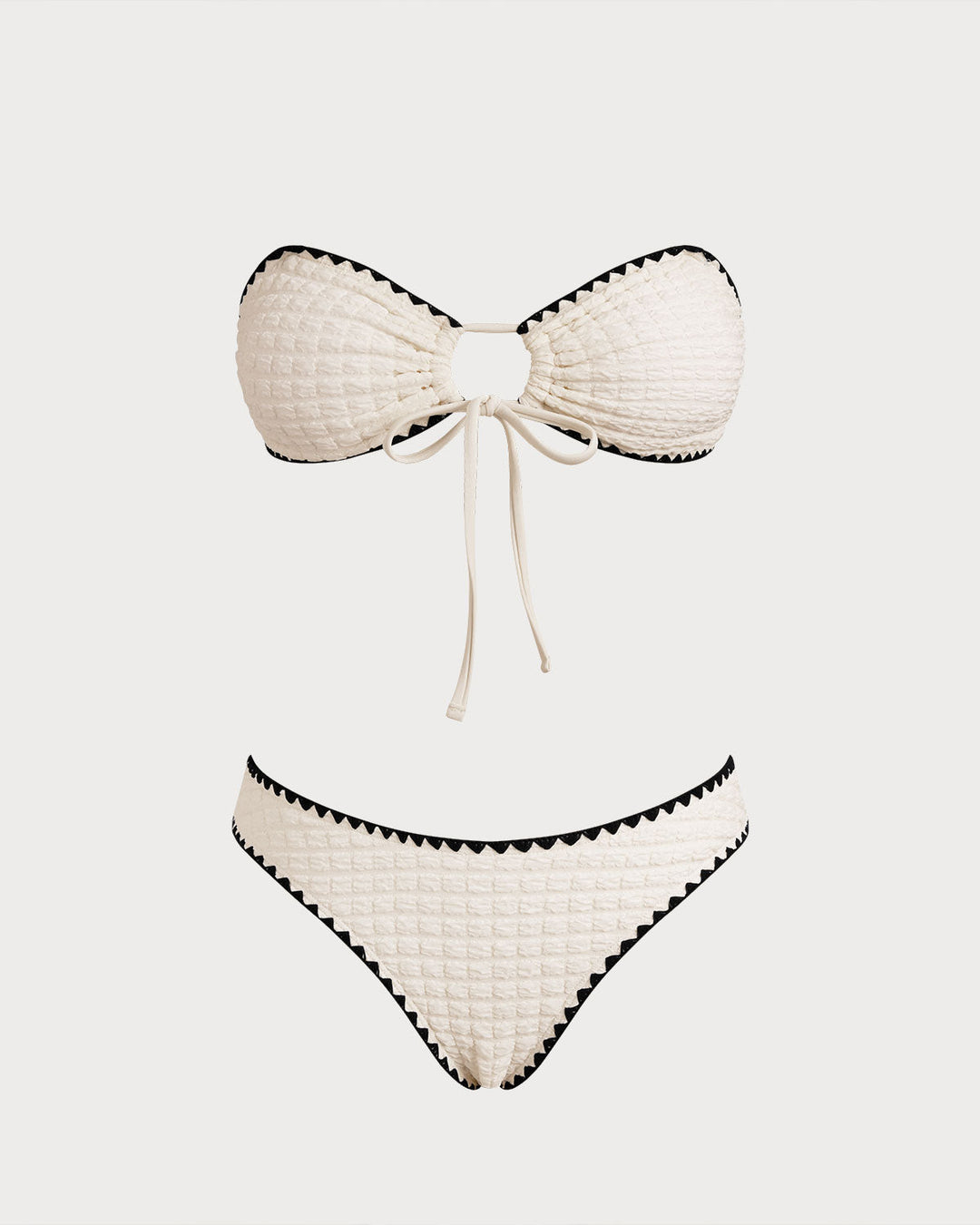 Ensemble de Bikini Bandeau Contraste Blanc
