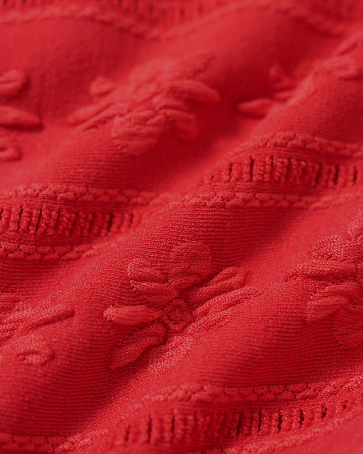 Ensemble de Bikini Texturé à Col U Rouge