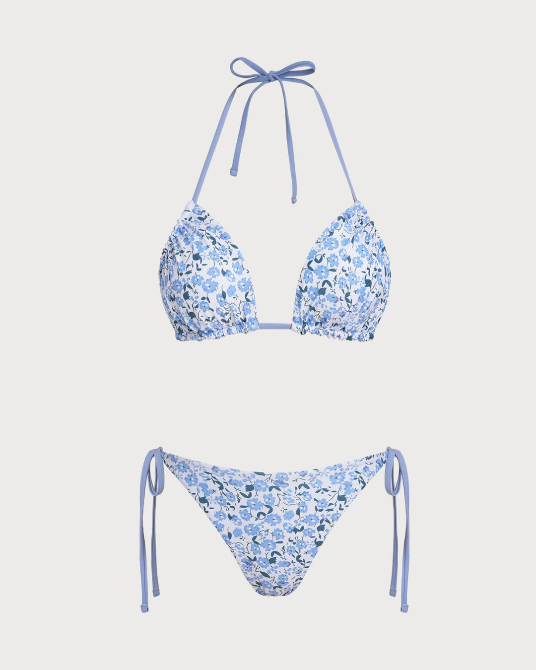 Ensemble de Bikini Triangle Floral Bleu