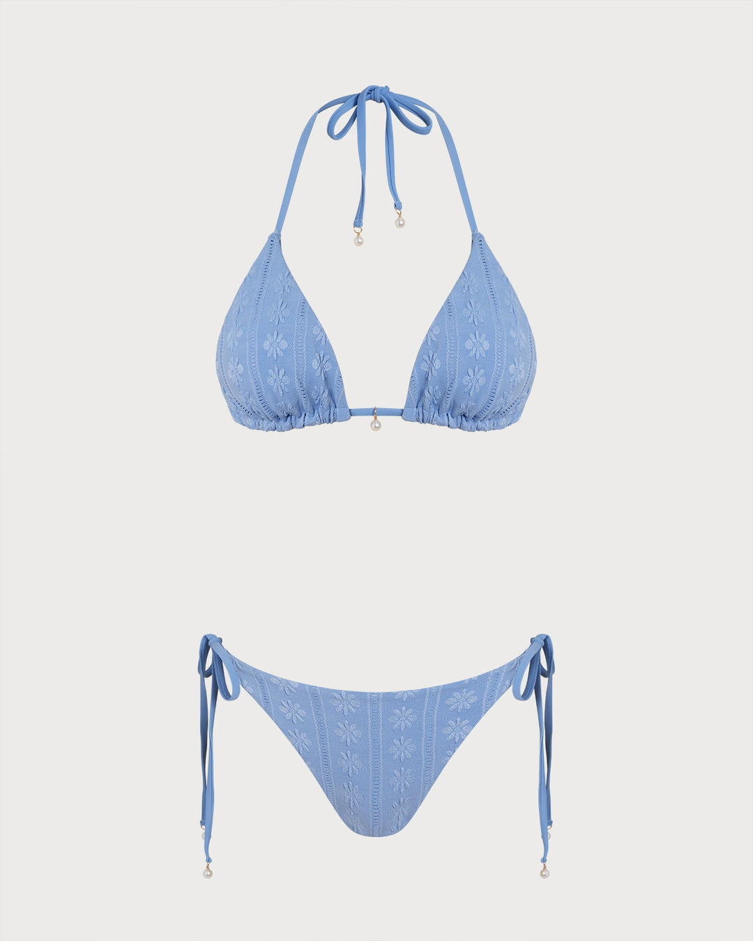 Ensemble de Bikini Triangle Réversible Bleu avec Halter