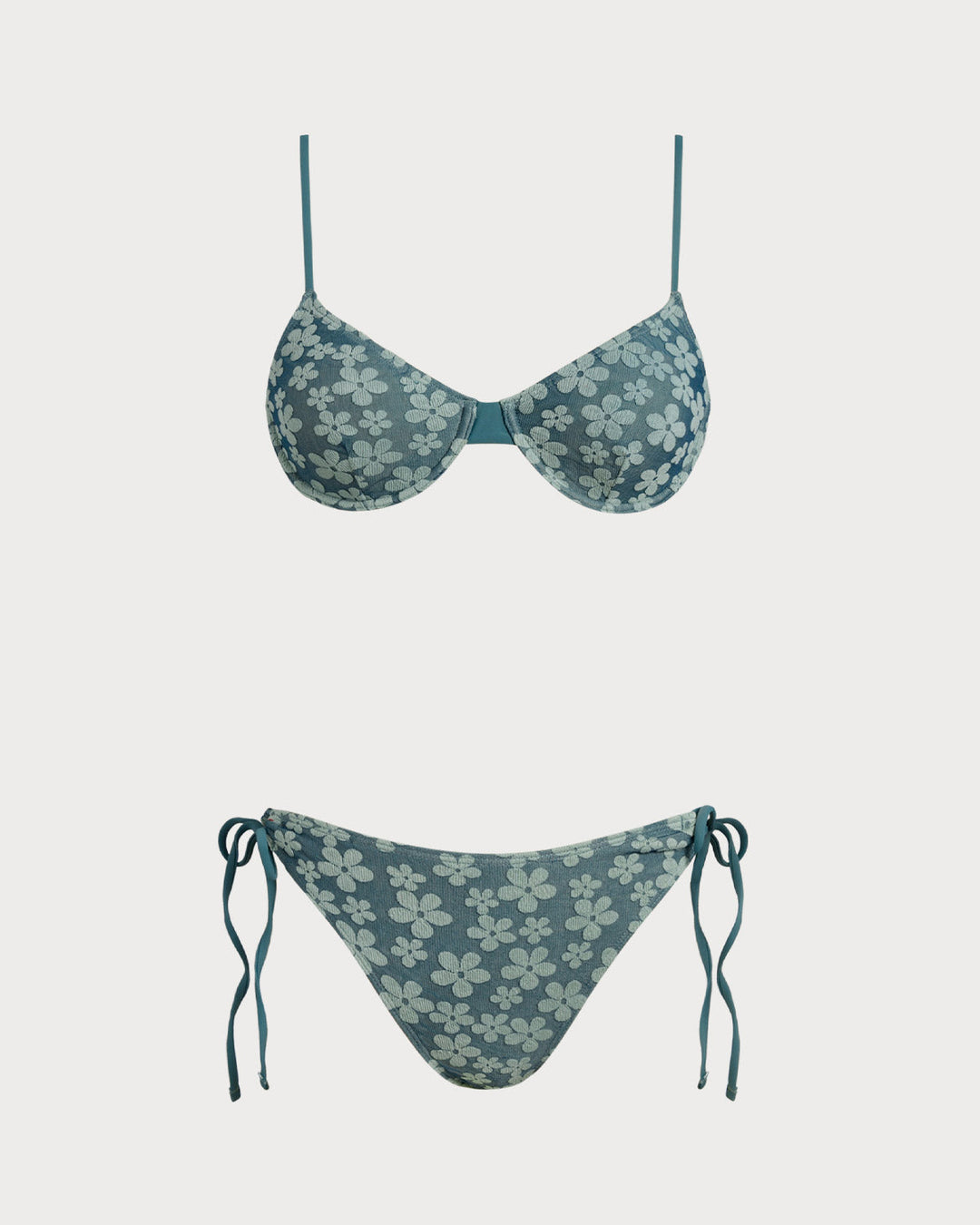 Ensemble de Bikini Vert à Armatures Florales