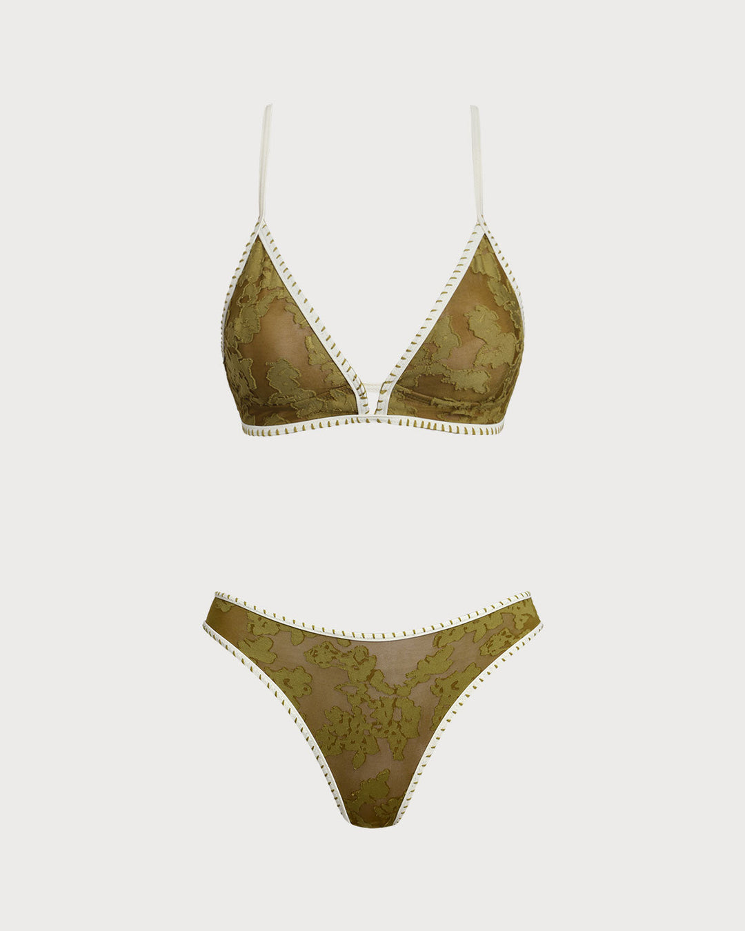 Ensemble de Bikini Triangle à Dos Nœud Floral Vert