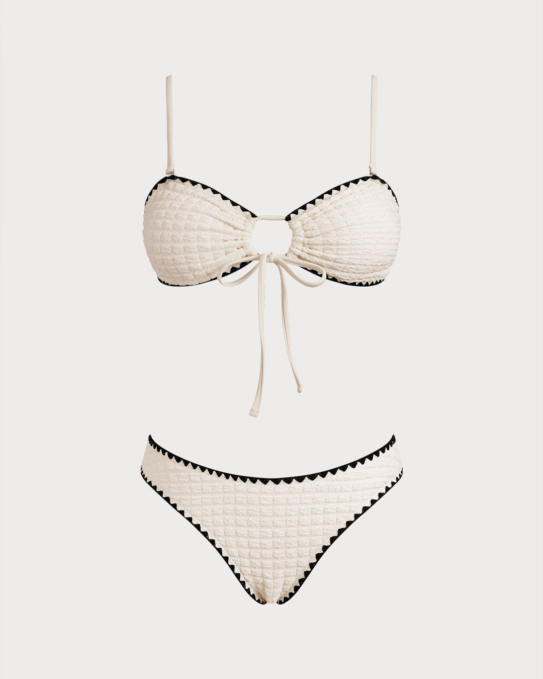 Ensemble de Bikini Bandeau Contraste Blanc