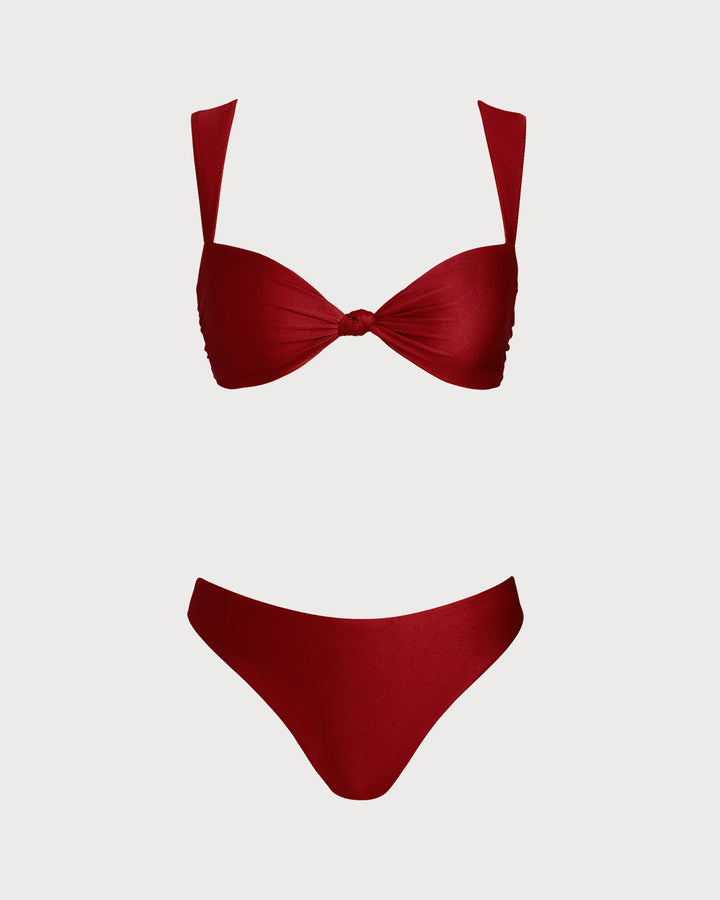 Ensemble de Bikini Bas Taille Rouge en Triangle
