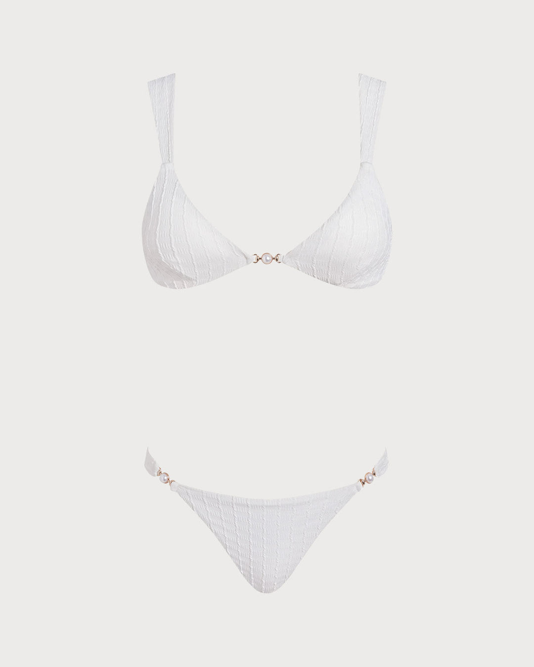 Ensemble de bikini bralette texturé blanc à décolleté en V