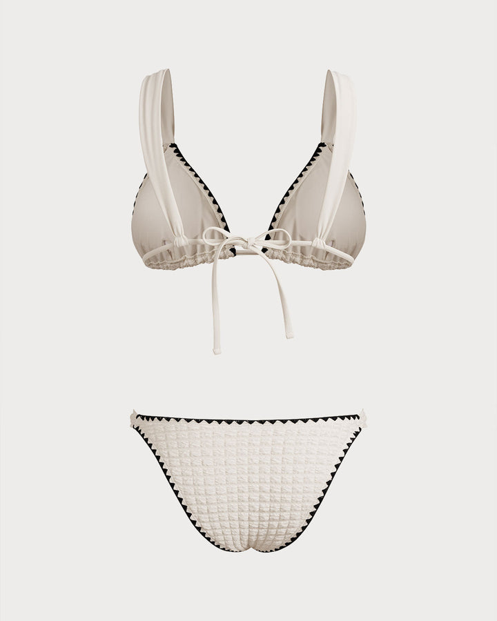 Ensemble de Bikini Triangle Contrastant Blanc