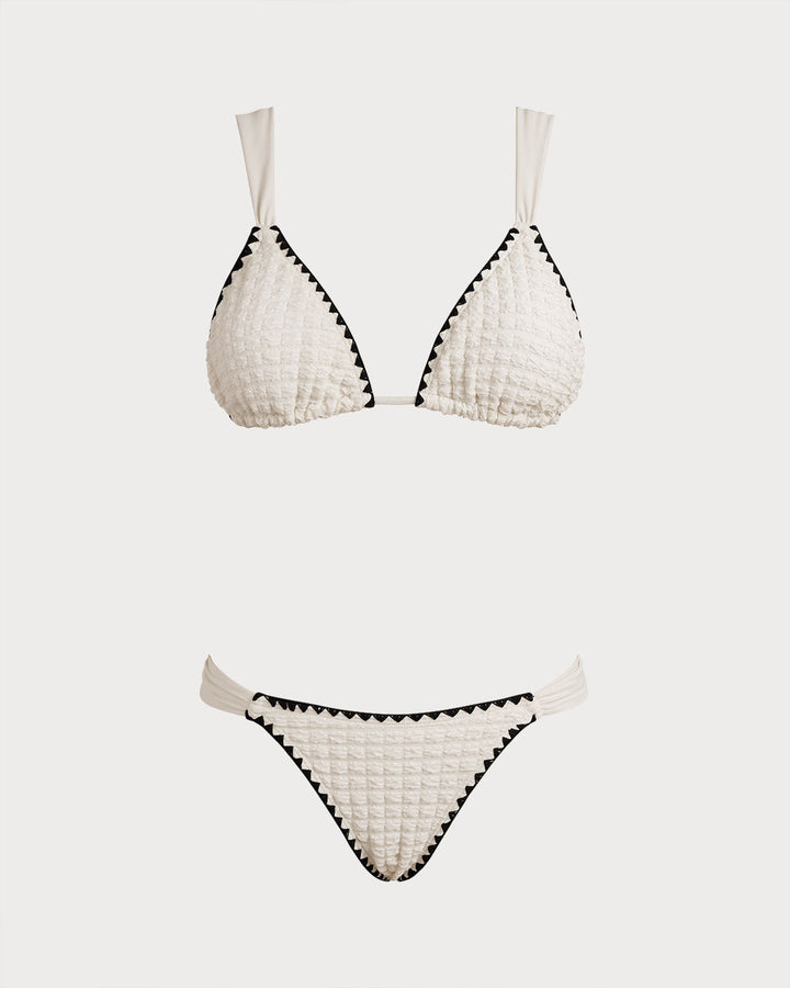 Ensemble de Bikini Triangle Contrastant Blanc