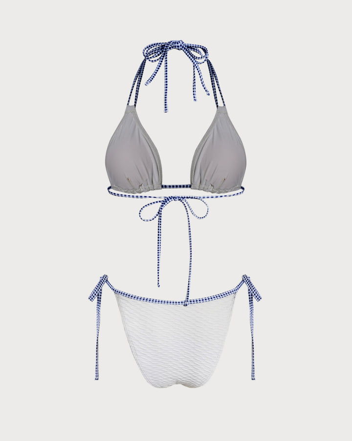 Ensemble de Bikini Triangle Contrastant Blanc